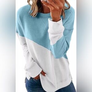 Womens Long Sleeve Crew Neck Oversized Loose Casual Hoodie Pullover Sweatshirt S
